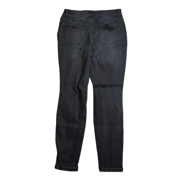Maurices Black Distressed Denim High Rise Skinny Jeans Stretch Womens Size M - Picture 4 of 6